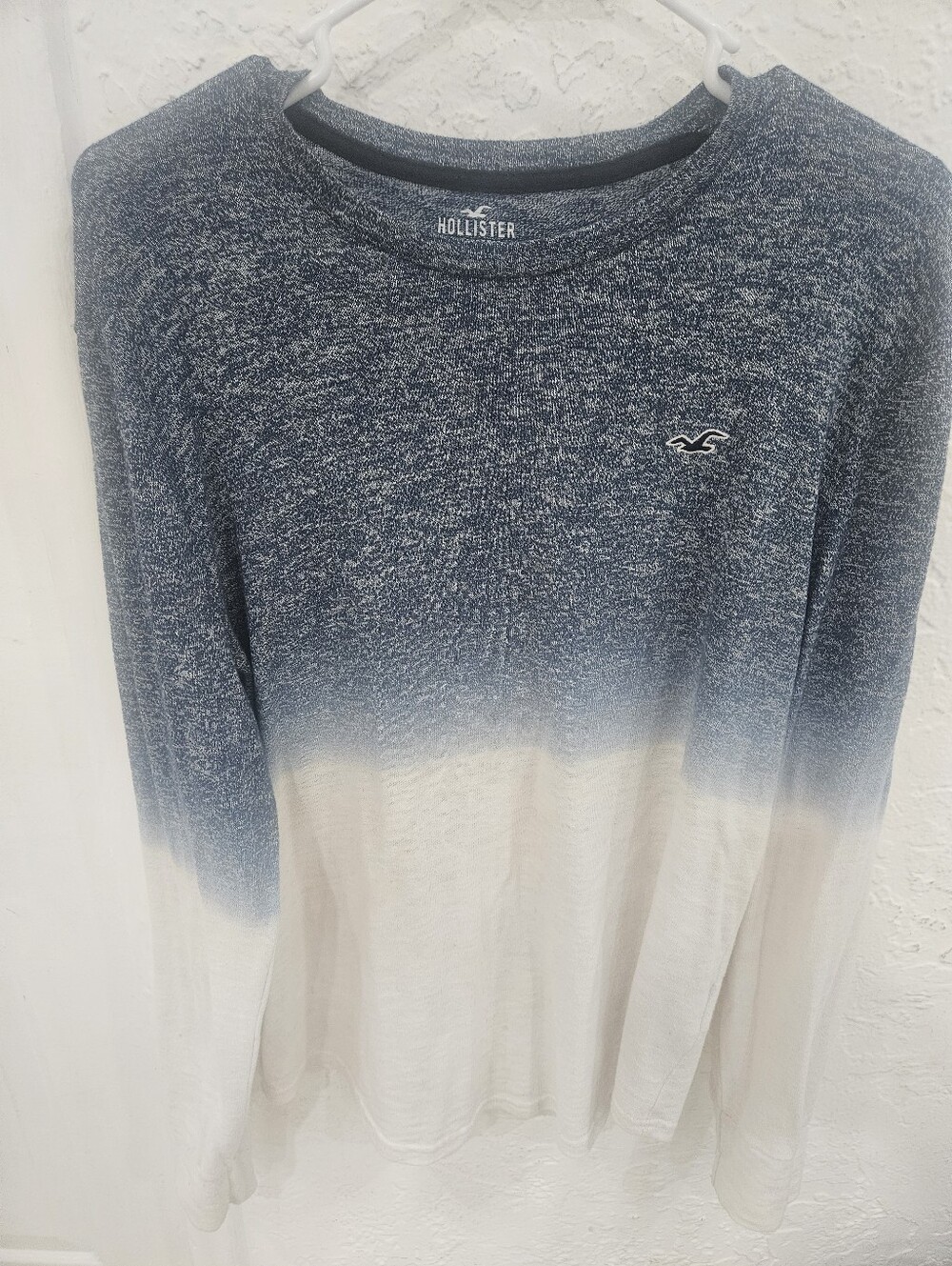 Hollister Navy-to-White Ombre Crewneck Sweater
